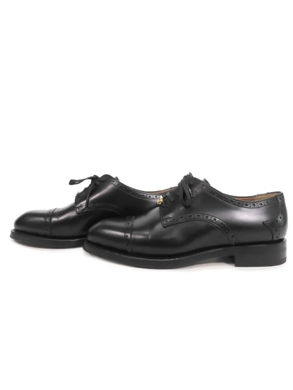 Gucci Derby Shoes Black Leather Interlocking G Dress 8